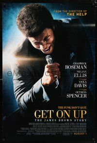 7g269 GET ON UP advance DS 1sh '14 great image of Chadwick Boseman as James Brown!