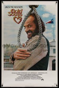 7g278 GOIN' SOUTH 1sh '78 great image of smiling Jack Nicholson by hanging noose in Texas!