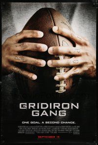 7g293 GRIDIRON GANG advance DS 1sh '06 Dwayne Johnson, cool image of football!