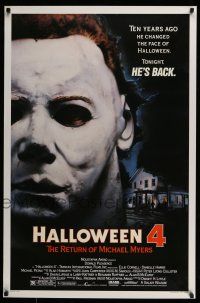 7g296 HALLOWEEN 4 1sh '88 Ten years ago he changed Halloween. tonight Michael Myers is back!