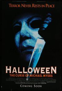 7g298 HALLOWEEN VI advance 1sh '95 Curse of Mike Myers, art of the man in mask w/knife!