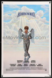 7g303 HEAVEN CAN WAIT 1sh '78 Lettick art of angel Warren Beatty wearing sweats, football!