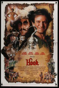 7g323 HOOK DS 1sh '91 art of pirate Dustin Hoffman & Robin Williams by Drew Struzan!