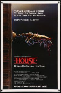 7g327 HOUSE advance 1sh '86 great artwork of severed hand ringing doorbell, don't come alone!