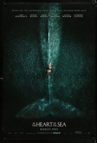 7g348 IN THE HEART OF THE SEA teaser DS 1sh '15 Ron Howard, cool image of ship over huge whale!