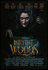 7g370 INTO THE WOODS advance DS 1sh '14 Disney, cool fantasy image of Meryl Streep as witch!