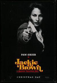 7g385 JACKIE BROWN teaser DS 1sh '97 Quentin Tarantino, cool image of Pam Grier in title role!