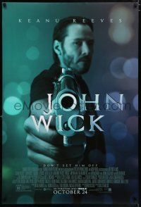 7g391 JOHN WICK advance DS 1sh '14 cool image of Keanu Reeves pointing gun!