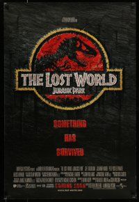 7g397 JURASSIC PARK 2 int'l advance DS 1sh '96 The Lost World, cool image of giant dinosaur!