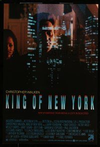 7g405 KING OF NEW YORK 1sh '90 cool reflection of Christopher Walken, directed by Abel Ferrara!