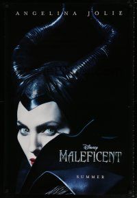 7g451 MALEFICENT teaser DS 1sh '14 cool close-up image of sexy Angelina Jolie in title role!