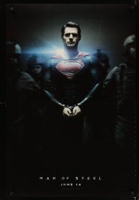 7g456 MAN OF STEEL teaser DS 1sh '13 Henry Cavill in the title role as Superman handcuffed!