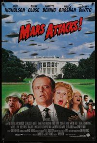 7g464 MARS ATTACKS! 1sh '96 directed by Tim Burton, Jack Nicholson, Glenn Close, Brosnan!