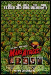 7g465 MARS ATTACKS! int'l advance 1sh '96 directed by Tim Burton, great image of many alien brains!