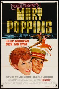 7g466 MARY POPPINS style A 1sh R80 Julie Andrews & Dick Van Dyke in Walt Disney's musical classic!