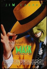 7g468 MASK style B int'l 1sh '94 great super close up of wacky Jim Carrey in full make-up!