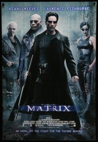 7g473 MATRIX advance DS 1sh '99 Keanu Reeves, Carrie-Anne Moss, Fishburne, Wachowskis!