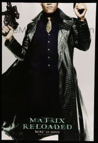7g479 MATRIX RELOADED teaser DS 1sh '03 cool image of Laurence Fishburne as Morpheus!