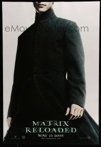 7g483 MATRIX RELOADED teaser DS 1sh '03 great image of Keanu Reeves as Neo!