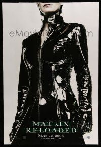 7g482 MATRIX RELOADED teaser DS 1sh '03 great image of Carrie-Anne Moss as Trinity in leather!