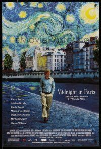 7g500 MIDNIGHT IN PARIS 1sh '11 cool image of Owen Wilson under Van Gogh's Starry Night!