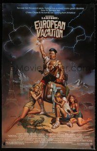 7g540 NATIONAL LAMPOON'S EUROPEAN VACATION 1sh '85 Vallejo art of Chevy Chase, Beverly D'Angelo!