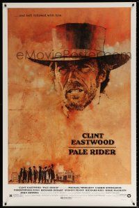 7g572 PALE RIDER 1sh '85 great different art of cowboy Clint Eastwood by Grove!