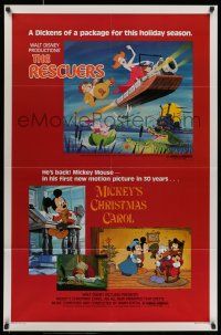 7g630 RESCUERS/MICKEY'S CHRISTMAS CAROL 1sh '83 Disney double-feature for the holiday season!