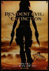 7g632 RESIDENT EVIL: EXTINCTION teaser 1sh '07 silhouette of zombie killer Milla Jovovich!