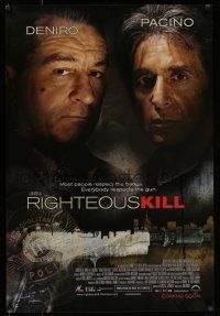 7g641 RIGHTEOUS KILL advance 1sh '08 cool image of Robert De Niro & Al Pacino w/ silenced gun!