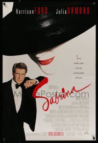 7g662 SABRINA advance 1sh '95 suave Harrison Ford in tuxedo, sexy Julia Ormond in hat!