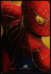 7g701 SPIDER-MAN 2 Juny 2004 teaser DS 1sh '04 great image of Tobey Maguire in the title role