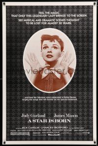 7g709 STAR IS BORN 1sh R83 great close up art of Judy Garland, James Mason, classic!
