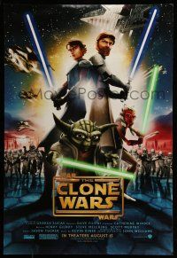 7g727 STAR WARS: THE CLONE WARS advance DS 1sh '08 art of Anakin Skywalker, Yoda, & Obi-Wan Kenobi!