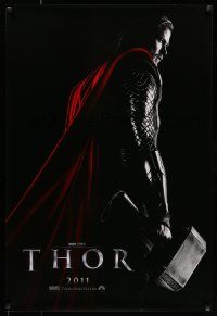 7g756 THOR teaser DS 1sh '11 cool image of Chris Hemsworth w/classic hammer!
