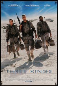 7g757 THREE KINGS advance DS 1sh '99 George Clooney, Mark Wahlberg, & Ice Cube in the Gulf War!