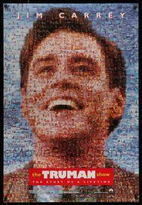 7g789 TRUMAN SHOW teaser DS 1sh '98 really cool mosaic art of Jim Carrey, Peter Weir