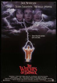 7g838 WITCHES OF EASTWICK 1sh '87 Jack Nicholson, Cher, Susan Sarandon, Michelle Pfeiffer!