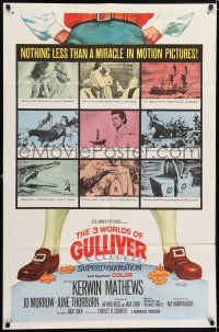 7h017 3 WORLDS OF GULLIVER 1sh '60 Ray Harryhausen fantasy classic, art of giant Kerwin Mathews!