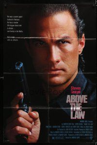 7h025 ABOVE THE LAW 1sh '88 best image of tough guy Steven Seagal!