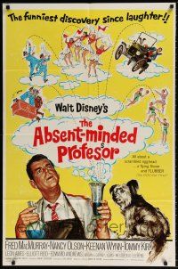 7h026 ABSENT-MINDED PROFESSOR 1sh R67 Walt Disney, Flubber, Fred MacMurray in title role!