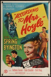 7h027 ACCORDING TO MRS HOYLE 1sh '51 Anthony Caruso, Spring Byington What a Gal!