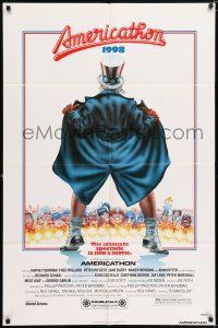 7h048 AMERICATHON 1sh '79 great wacky artwork of Uncle Sam by Robert Grossman!