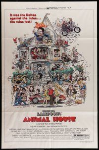 7h057 ANIMAL HOUSE style B 1sh '78 John Belushi, Landis classic, art by Rick Meyerowitz!