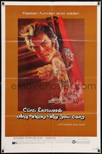 7h062 ANY WHICH WAY YOU CAN 1sh '80 cool artwork of Clint Eastwood by Bob Peak!