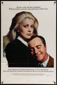 7h063 APRIL FOOLS 1sh '69 Jack Lemmon & Catherine Deneuve are married but not to each other!
