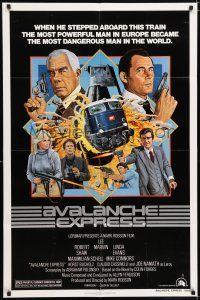 7h068 AVALANCHE EXPRESS 1sh '79 Lee Marvin, Robert Shaw, cool action art by Larry Salk!