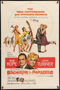 7h070 BACHELOR IN PARADISE 1sh '61 world's greatest lover Bob Hope romances sexy Lana Turner!