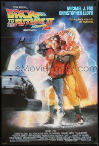 7h071 BACK TO THE FUTURE II 1sh '89 getting back was only the beginning, cool Delorean!
