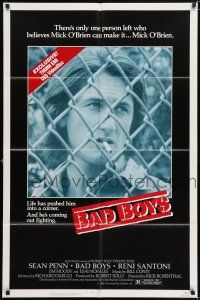 7h073 BAD BOYS video poster '83 life has pushed Sean Penn into a corner & he's coming out fighting!